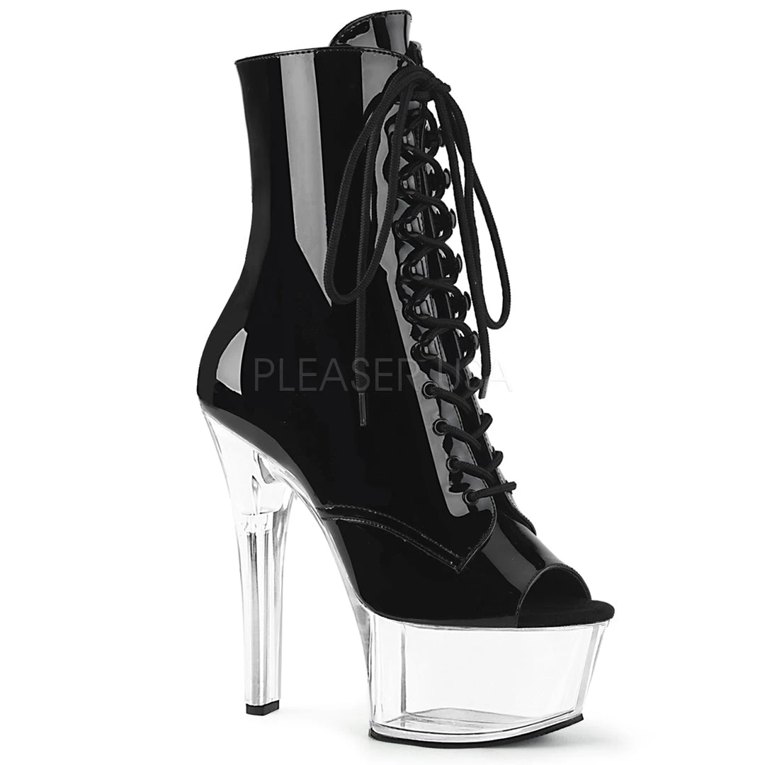 Pleaser Shoes 6" Heel Clear/Black Lace-Up Ankle Boot* 3 Pleaser Shoes 6" Heel Clear/Black Lace-Up Ankle Boot*