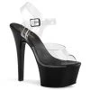 Pleaser Shoes Clear/Black 6" Ankle Strap Heels*