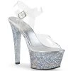 Pleaser Shoes Clear/Silver 6" Glitter High Heels* 2 Pleaser Shoes Clear/Silver 6" Glitter High Heels*