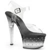 Pleaser 6" Heel Clear/Black Ankle Strap Platform Shoes*