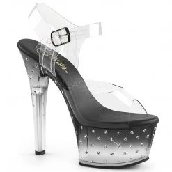 Pleaser 6" Heel Clear/Black Ankle Strap Platform Shoes*