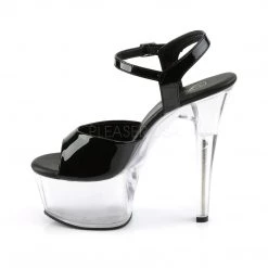Pleaser Shoes Clear/Black 6" Ankle Strap Pumps*