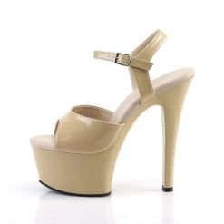 Pleaser Shoes Beige 6" Ankle Strap Heels*