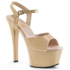 Pleaser Shoes Beige 6" Ankle Strap Heels*
