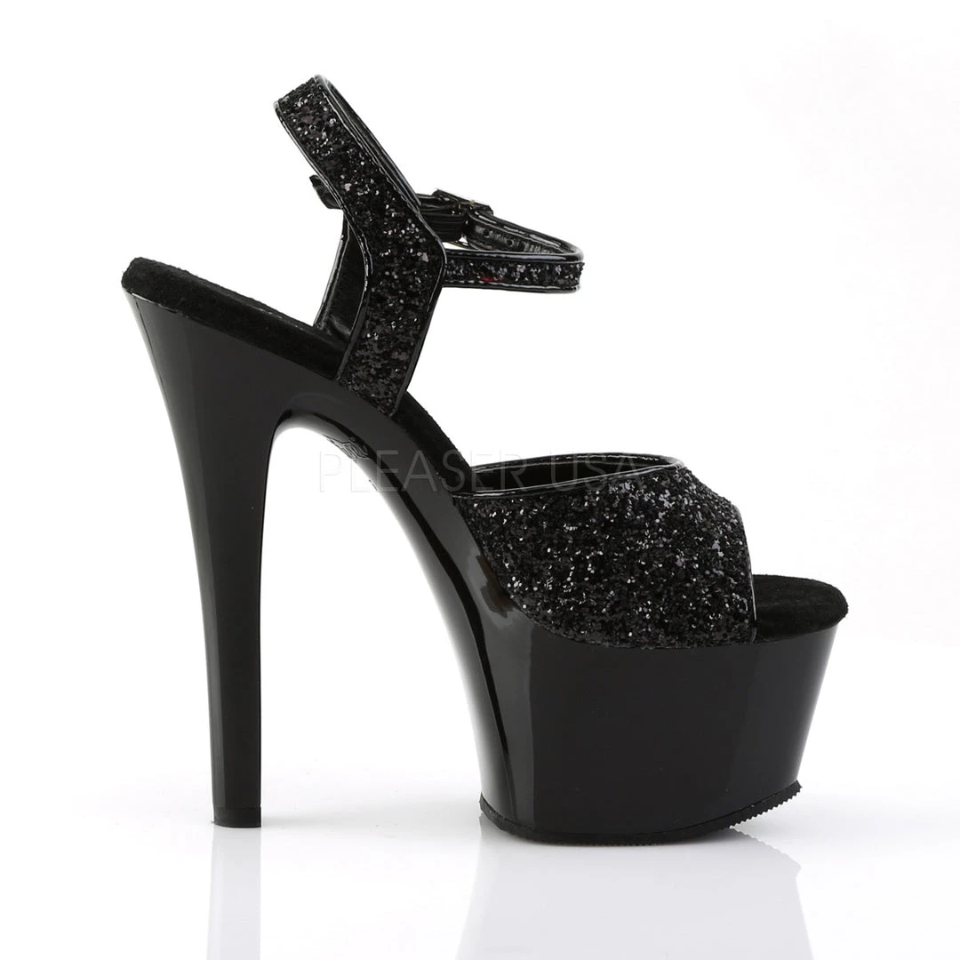 Pleaser Black 6" Glitter Heels* 6 Pleaser Black 6" Glitter Heels*