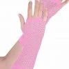 BL Brands Long Baby Pink Fingerless Fishnet Gloves