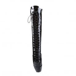 Devious 7" Spike Heel Black Patent Leather Ballet Single Sole Boots*