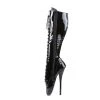 Devious 7" Spike Heel Black Patent Leather Ballet Single Sole Boots*