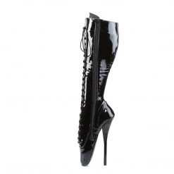 Devious 7" Spike Heel Black Patent Leather Ballet Single Sole Boots*