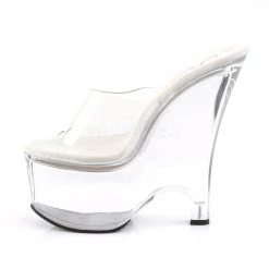 Pleaser Clear 6.5" Platform Slide Pumps*
