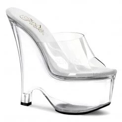 Pleaser Clear 6.5" Platform Slide Pumps*