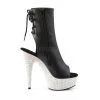 Pleaser Shoes 6" Heel Black/Silver Open Heel Faux Leather Booties*