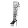Pleaser Shoes 7" Heel Black/Silver Faux Leather Knee Boots*
