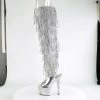 Pleaser Wo Heel Metallic Silver Knee High Boots* Shoes 2 Pleaser Wo Heel Metallic Silver Knee High Boots* Shoes