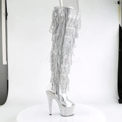 Pleaser Wo Heel Metallic Silver Knee High Boots* Shoes 7 Pleaser Wo Heel Metallic Silver Knee High Boots* Shoes