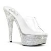 Pleaser Clear/Silver 6" Platform Slide Pumps* Shoes