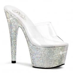 Pleaser Shoes Clear/Silver 7" Platform Slide Pumps*