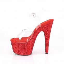 Pleaser 7" Heel Clear/Red Ankle Strap Sandal* Shoes