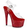 Pleaser 7" Heel Clear/Red Ankle Strap Sandal* Shoes 1 Pleaser 7" Heel Clear/Red Ankle Strap Sandal* Shoes