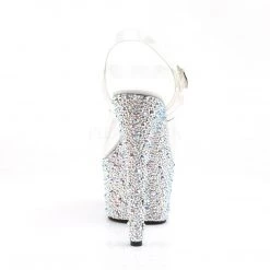 Pleaser Shoes Clear/Silver 7" Ankle Strap High Heels* 8 Pleaser Shoes Clear/Silver 7