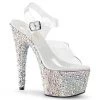 Pleaser Shoes Clear/Silver 7" Ankle Strap High Heels*