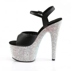 Pleaser Shoes 7" Black/Silver Faux Leather Stripper Pumps* 7 Pleaser Shoes 7