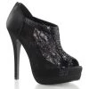 Fabulicious Black Satin 5.25" Heel Peep Bootie Shoes