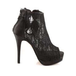 Fabulicious Shoes Black Satin-Lace 5.25