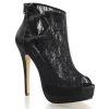 Fabulicious Shoes Black Satin-Lace 5.25" Heel Peep Toe Bootie W/ Bows