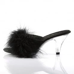 Fabulicious Shoes Black Satin-Fur 3