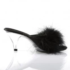 Fabulicious Shoes Black Satin-Fur 3