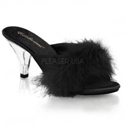 Fabulicious Shoes Black Satin-Fur 3