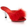 Fabulicious Shoes Red Satin-Fur 3" Heel Sandal