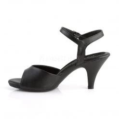 Fabulicious Shoes Black Faux Leather 3" Heel Ankle Strap Sandal 7 Fabulicious Shoes Black Faux Leather 3