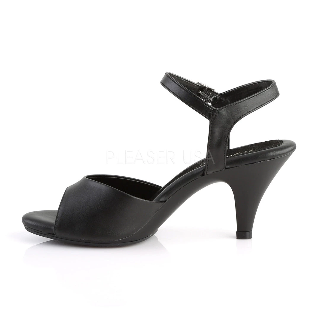 Fabulicious Shoes Black Faux Leather 3" Heel Ankle Strap Sandal 4 Fabulicious Shoes Black Faux Leather 3" Heel Ankle Strap Sandal