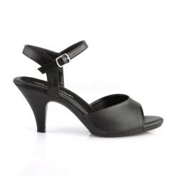 Fabulicious Shoes Black Faux Leather 3" Heel Ankle Strap Sandal 9 Fabulicious Shoes Black Faux Leather 3