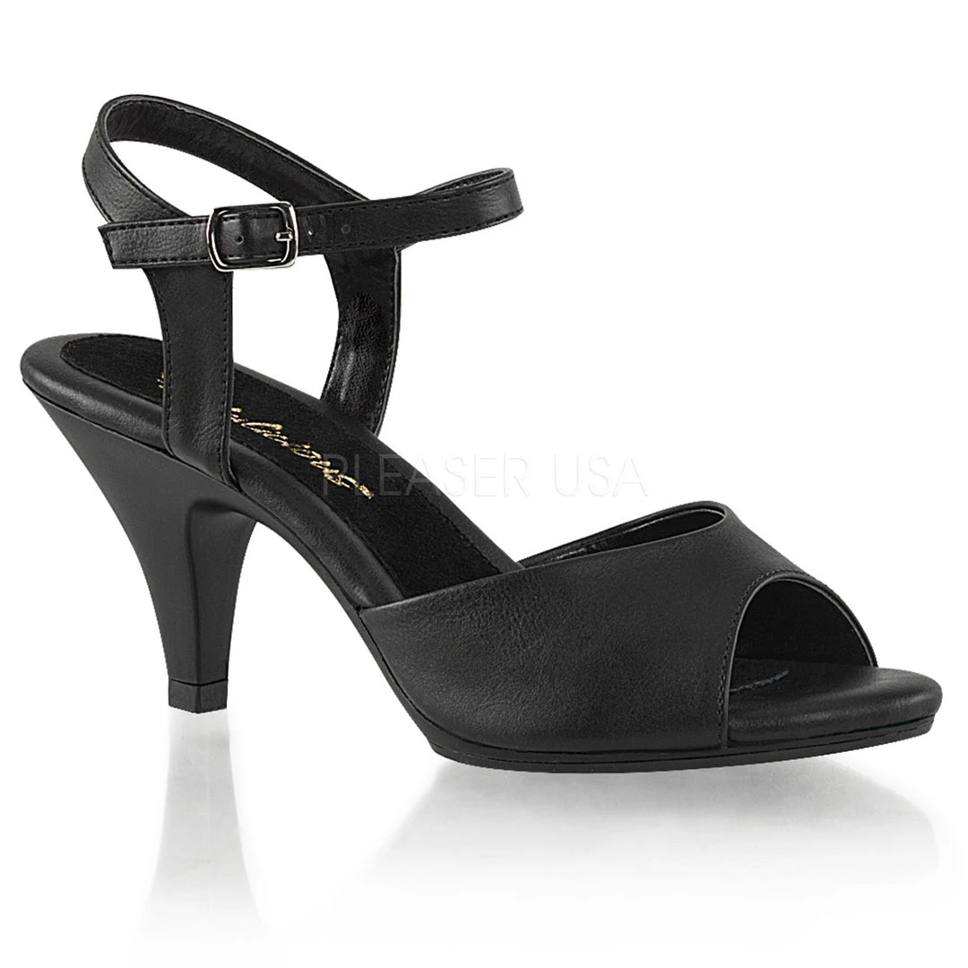 Fabulicious Shoes Black Faux Leather 3" Heel Ankle Strap Sandal 3 Fabulicious Shoes Black Faux Leather 3" Heel Ankle Strap Sandal