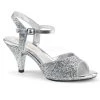 Fabulicious Silver Glitter 3" Heel Ankle Strap Sandal