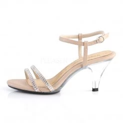 Fabulicious Shoes Beige Faux Leather 3" Heel Slinback Sandal 7 Fabulicious Shoes Beige Faux Leather 3