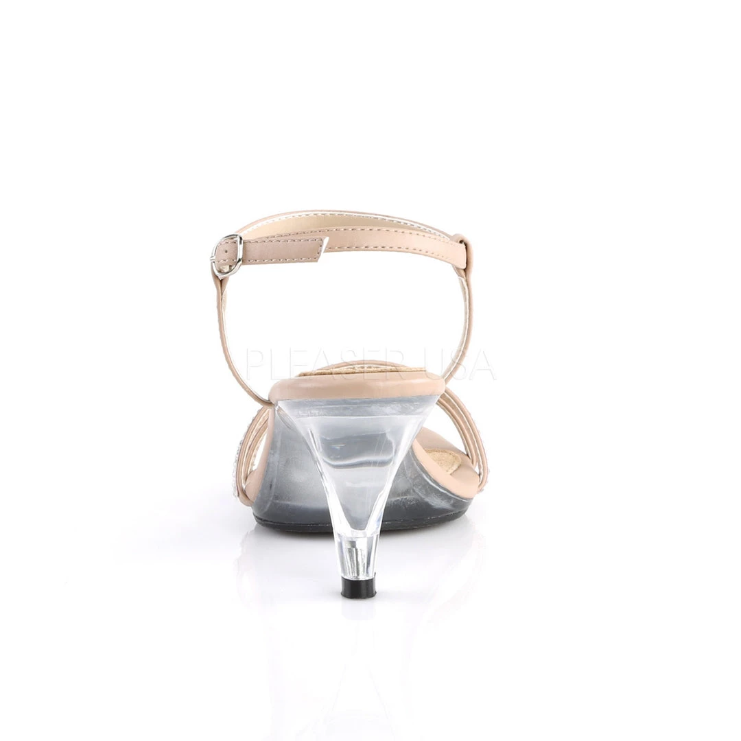 Fabulicious Shoes Beige Faux Leather 3" Heel Slinback Sandal 5 Fabulicious Shoes Beige Faux Leather 3" Heel Slinback Sandal