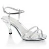 Fabulicious Silver Metallic 3" Stiletto Heel Ankle Strap Sandal
