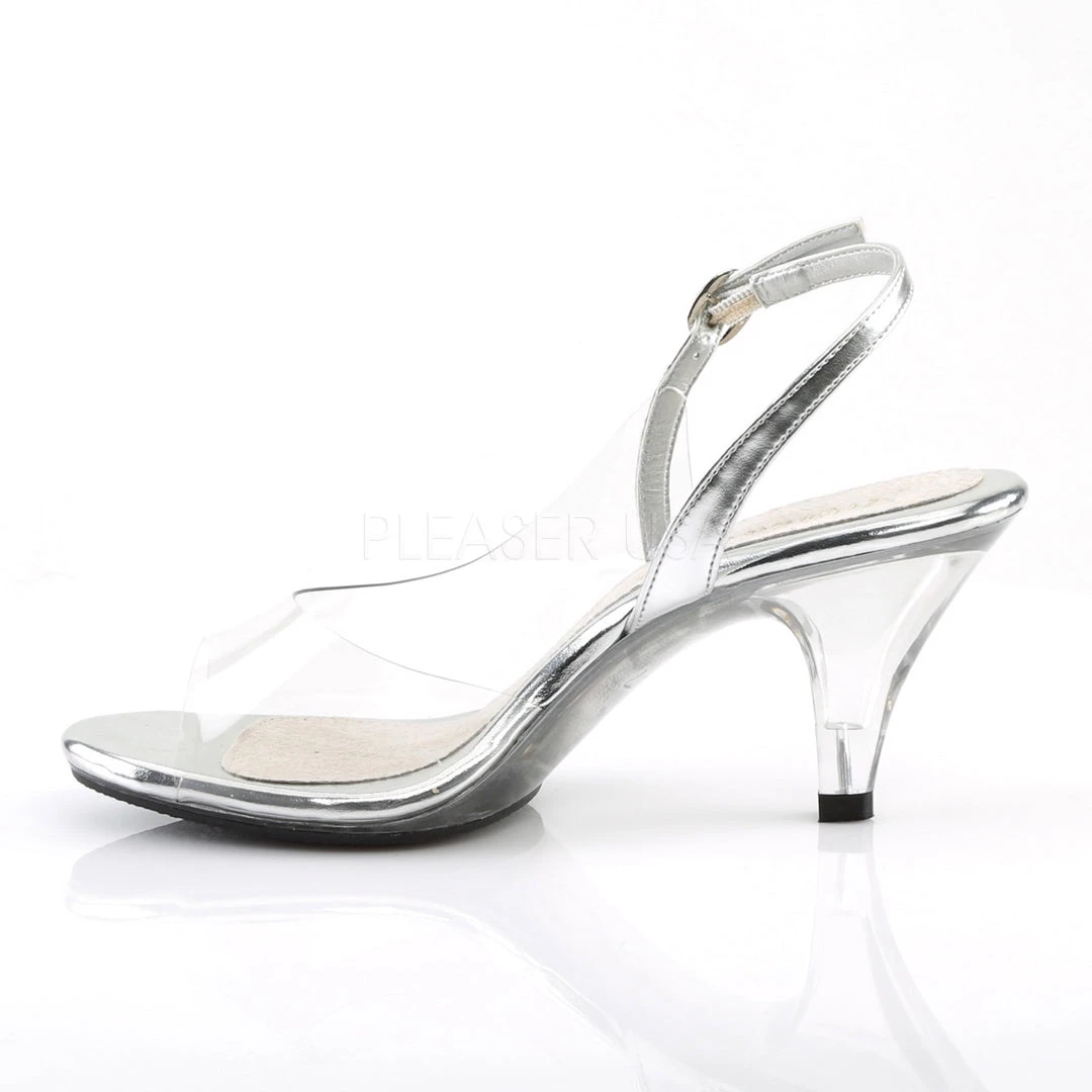 Fabulicious Shoes Clear/Silver 3" Heel Slingback Sandal 4 Fabulicious Shoes Clear/Silver 3" Heel Slingback Sandal