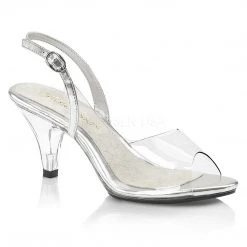 Fabulicious Shoes Clear/Silver 3" Heel Slingback Sandal