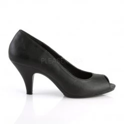 Fabulicious Black Faux Leather 3" Heel Peep Toe Pump Shoes 9 Fabulicious Black Faux Leather 3