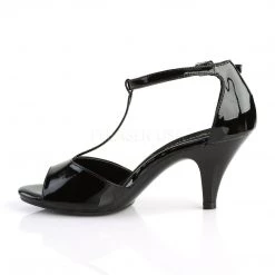 Fabulicious Black 3" Heel Closed Back T-Strap Sandal Shoes 7 Fabulicious Black 3