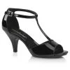 Fabulicious Black 3" Heel Closed Back T-Strap Sandal Shoes