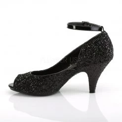 Fabulicious Black 3" Heel Peep Toe Ankle Strap Pump