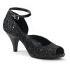 Fabulicious Black 3" Heel Peep Toe Ankle Strap Pump