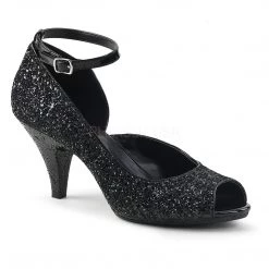 Fabulicious Black 3" Heel Peep Toe Ankle Strap Pump