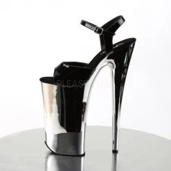 Pleaser Black/Silver 10" Ankle Strap Heels* Shoes
